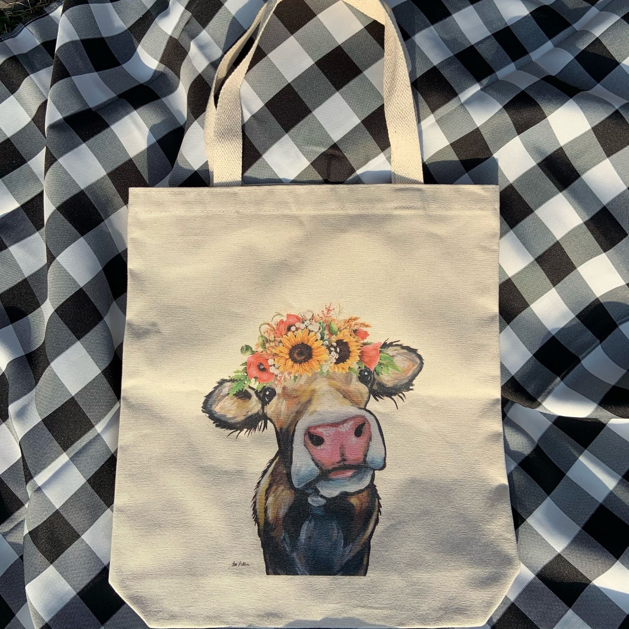 Cow print hot sale tote bag